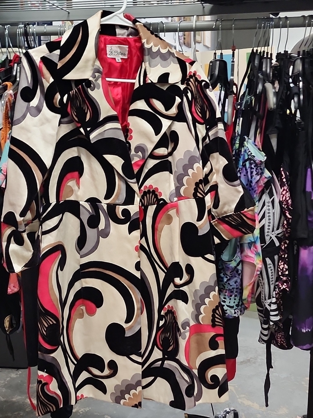 3 Sisters Pink-Lined Abstract Print Jacket